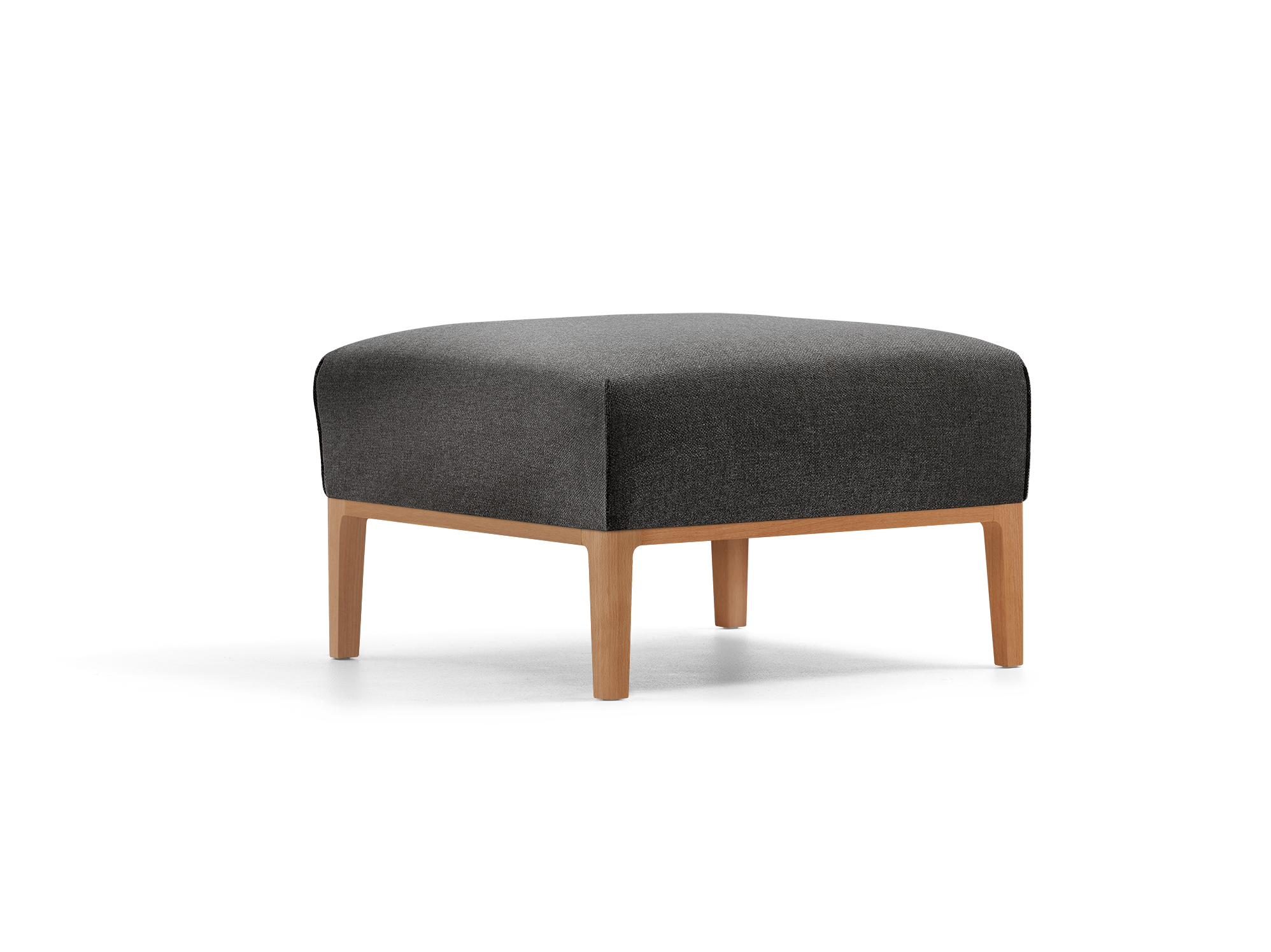 Hocker Lorea, Buche, mit Bezug Wollstoff Kaland Schiefer