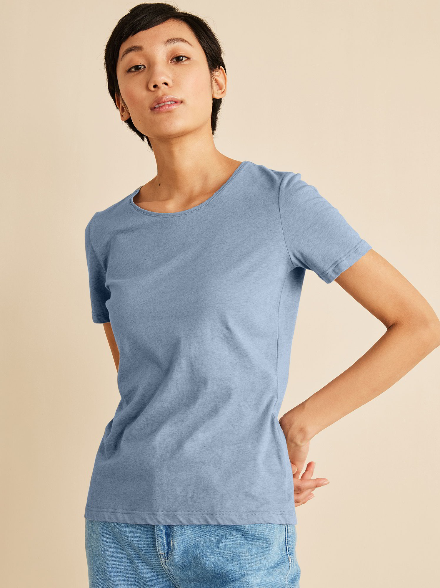 T-Shirt, taubenblau melange