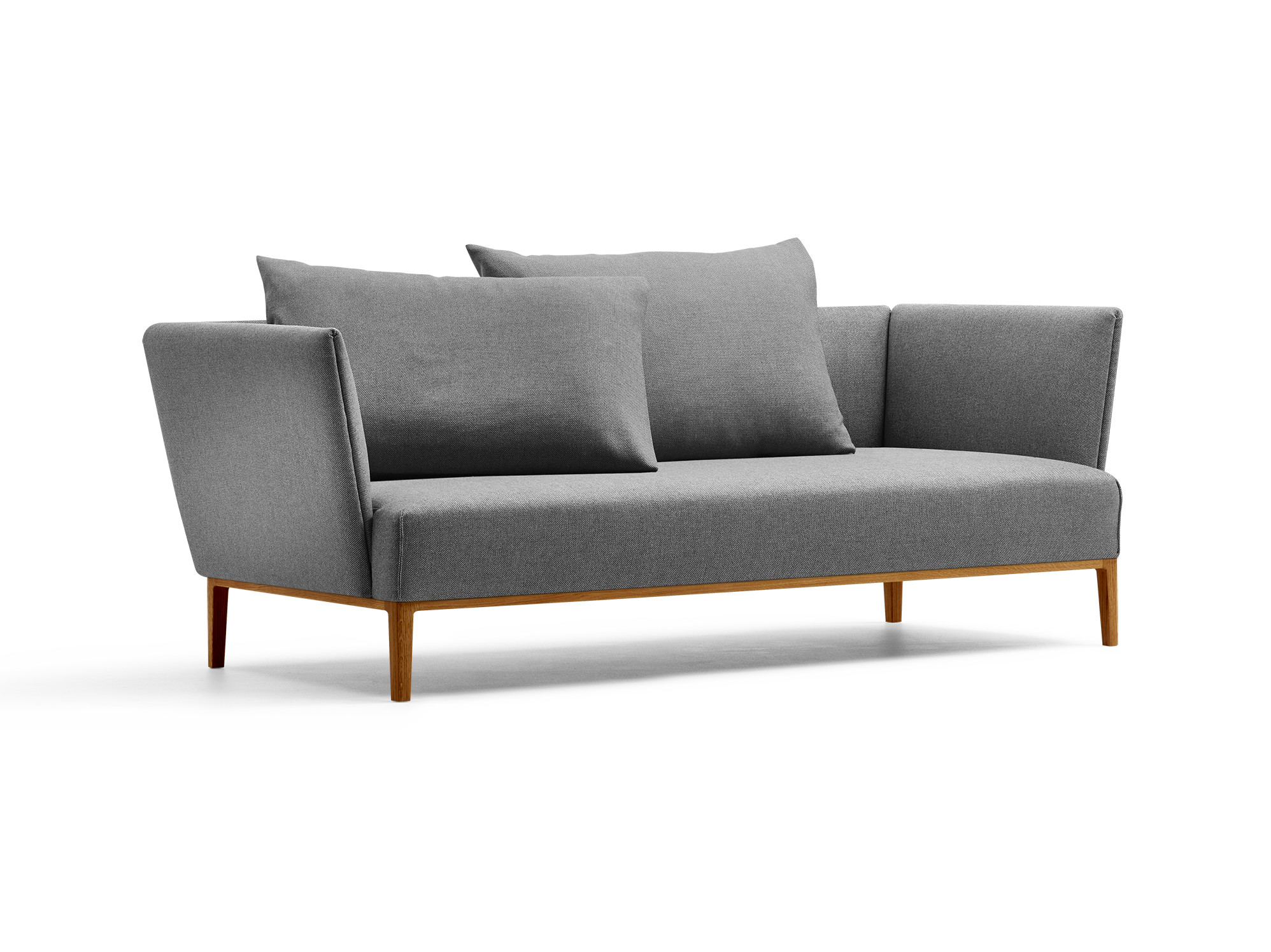 Lorea 2er-Sofa, Eiche, mit Bezug Wollstoff Elverum Mocca