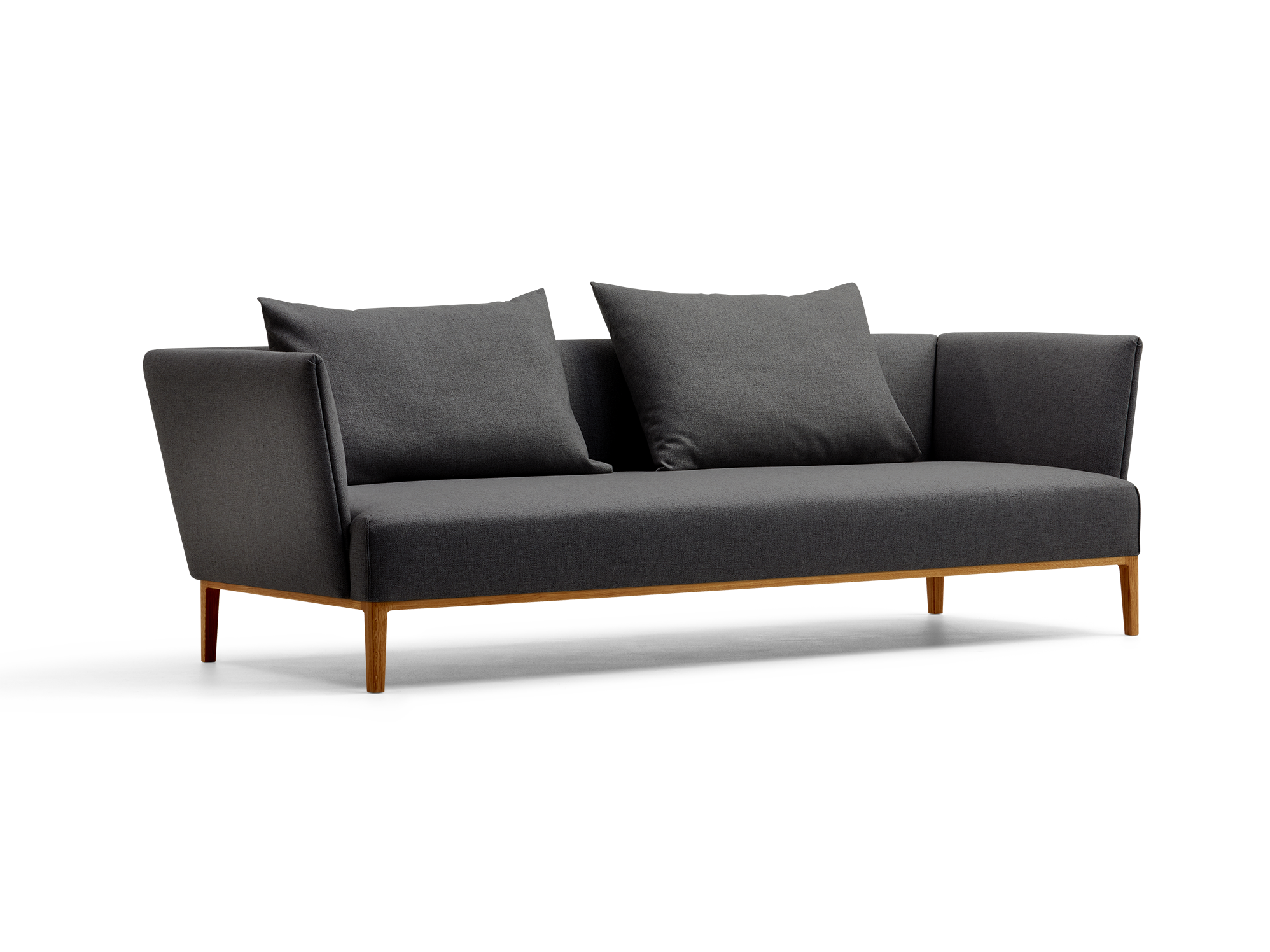 Lorea 3er-Sofa, Eiche, mit Bezug Wollstoff Kaland Schiefer