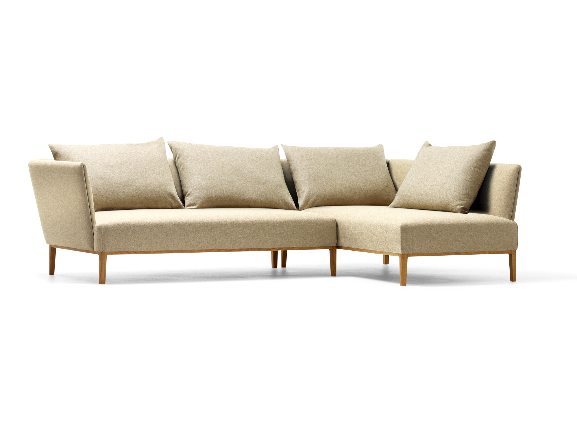 Lorea Ecksofa, Eiche, mit Bezug Wollstoff Stavang Sand