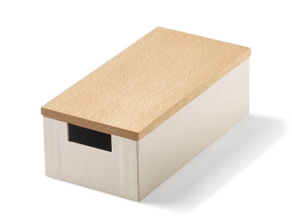 Scribble Kartonbox mit Holzdeckel Buche