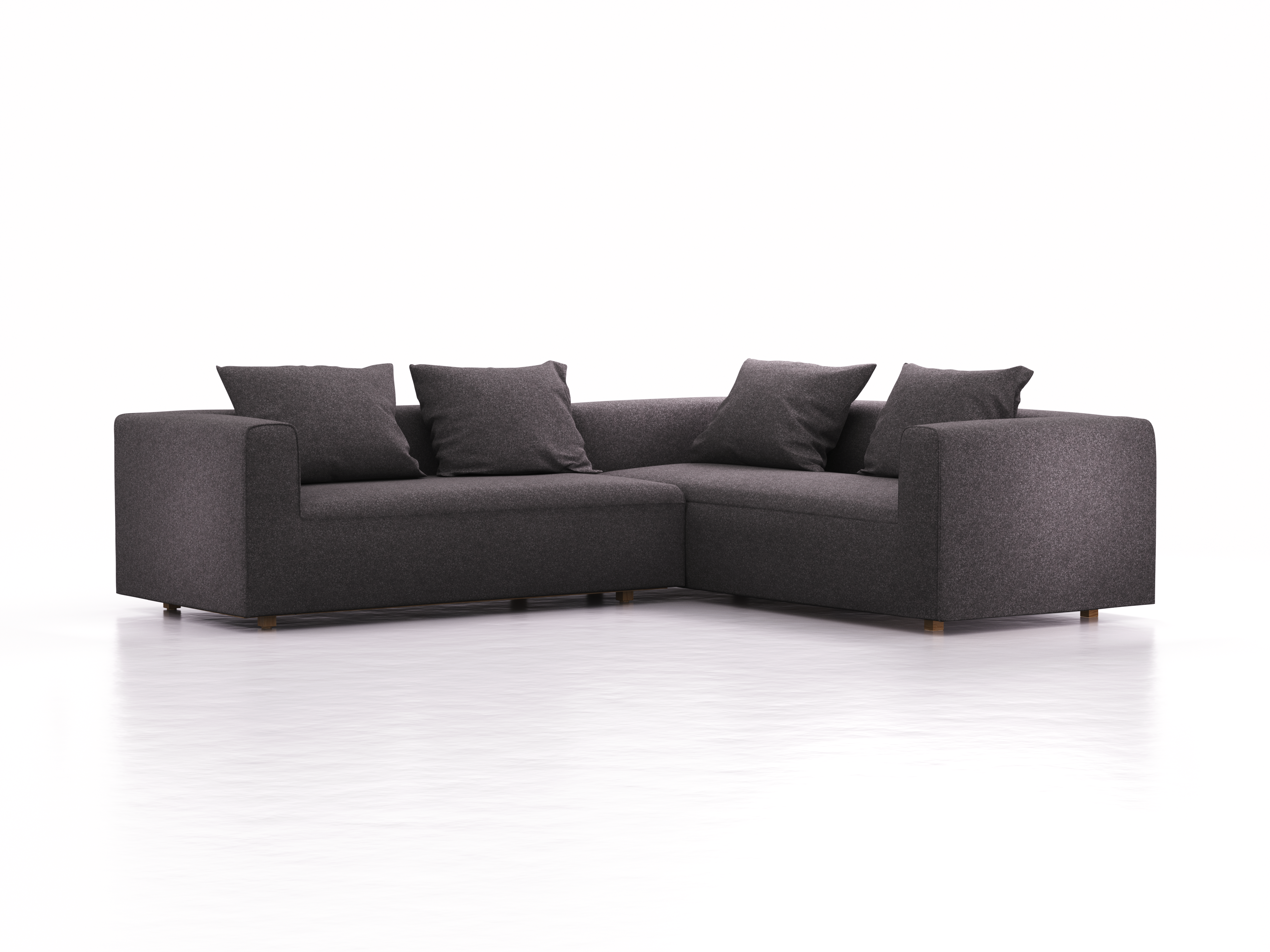 Ecksofa Sereno rechts, bodennah, B276xT235xH71 cm, Sitzhöhe 43 cm, inkl. 4 Kissen (70x55 cm), Eiche, Wollstoff Stavang Stein