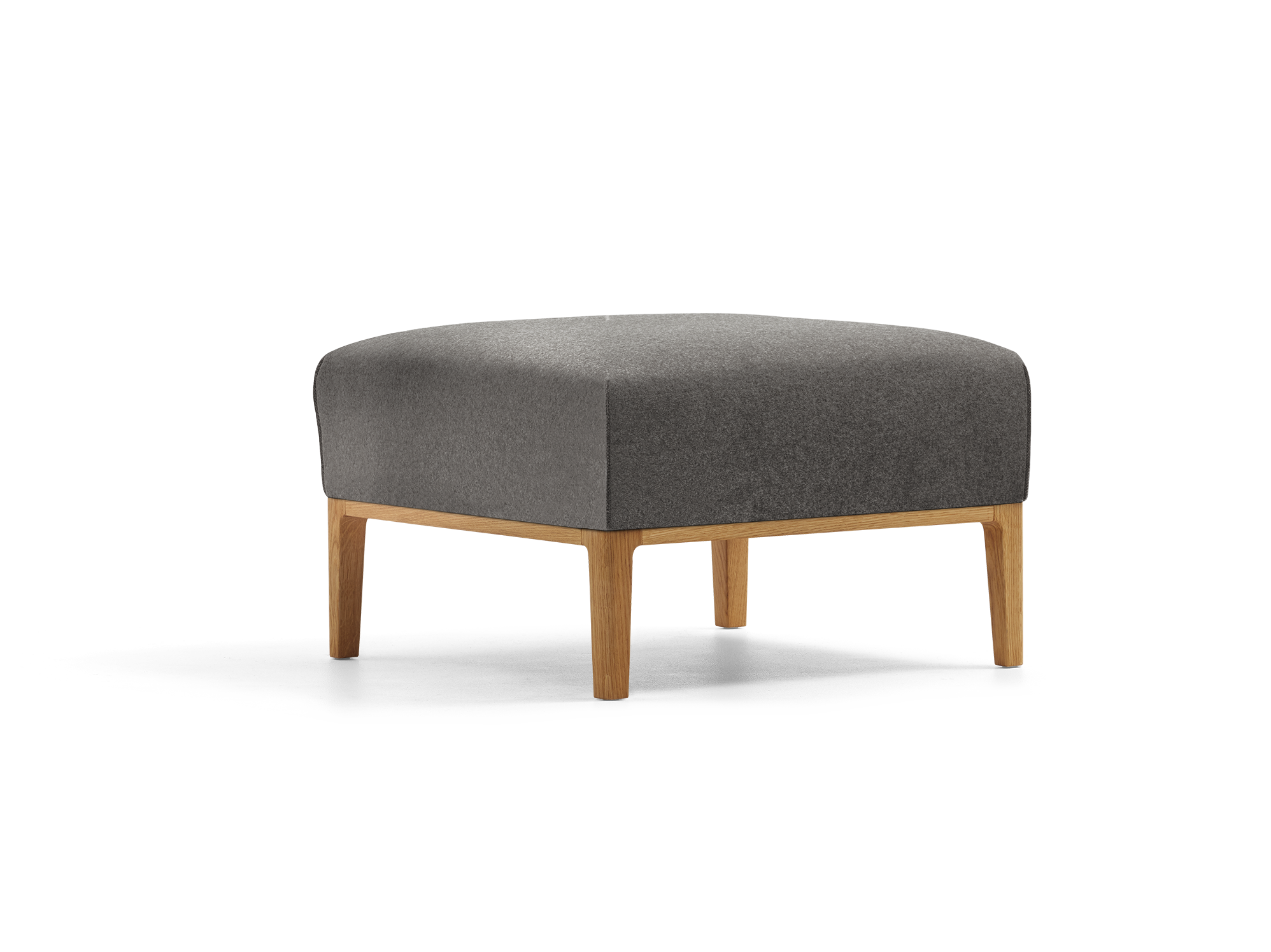 Hocker Lorea, Eiche, mit Bezug Wollstoff Stavang Stein
