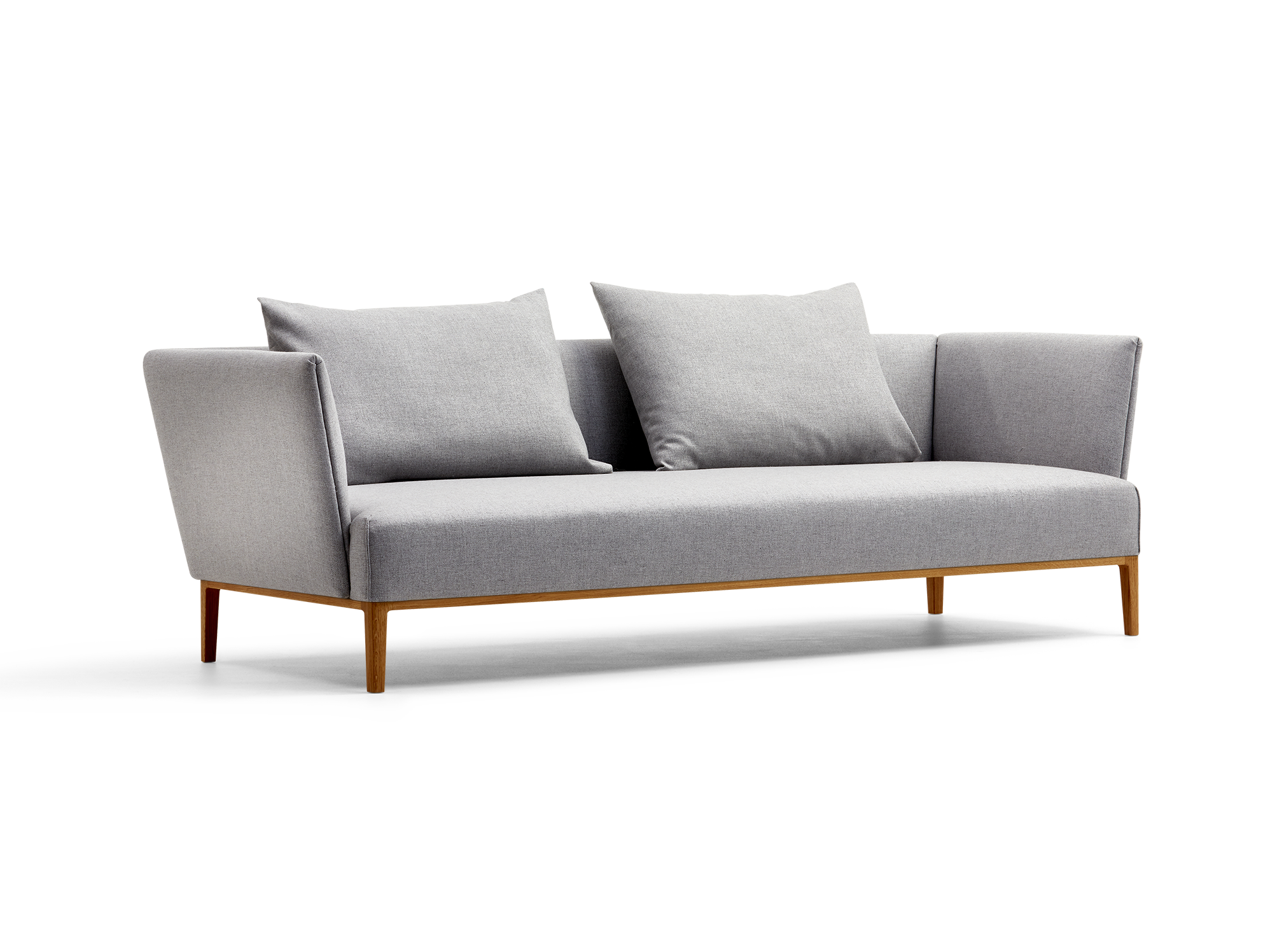 Lorea 3er-Sofa, Eiche, mit Bezug Wollstoff Kaland Kiesel