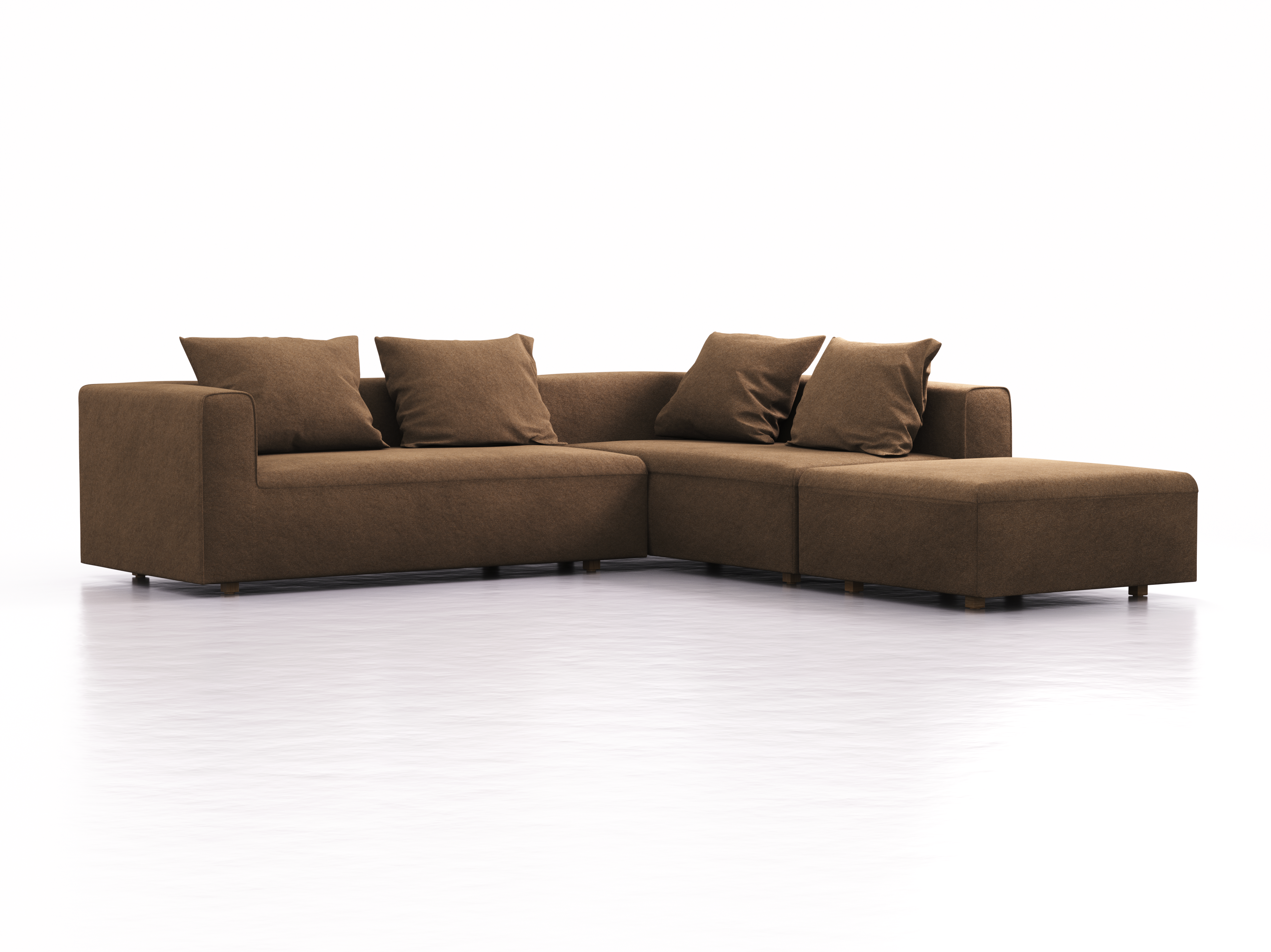 Ecksofa Sereno, bodennah, B276xT276xH71 cm, Sitzhöhe 43 cm, mit Liegeteil rechts inkl. 4 Kissen (70x55 cm), Eiche, Wollstoff Stavang Haselnuss