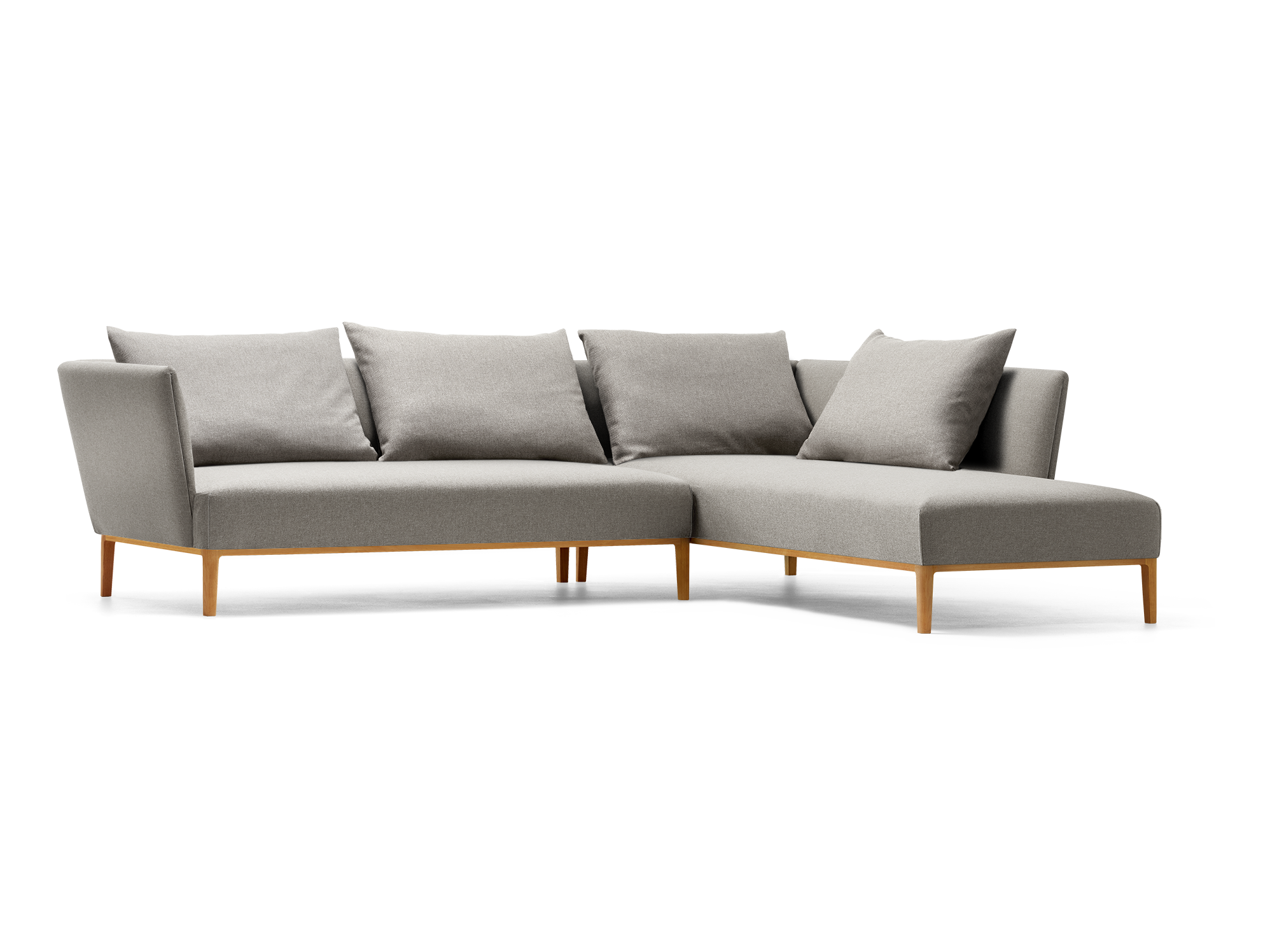 Lorea Ecksofa, Buche, mit Bezug Wollstoff Kaland Kiesel