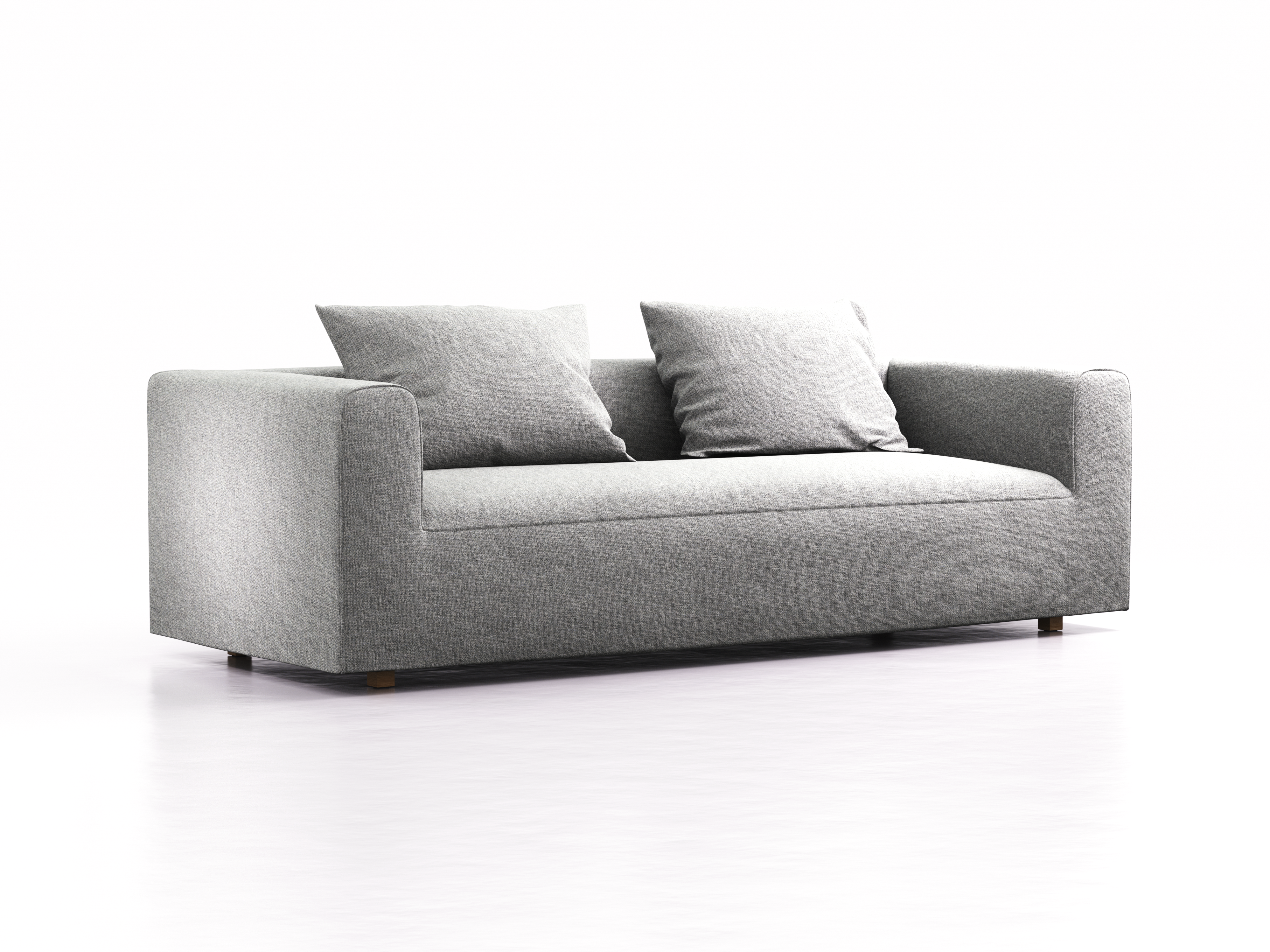 3er Sofa Sereno, bodennah, B235xT96xH71cm, Sitzhöhe 43 cm, inkl. 2 Kissen (70x55 cm), Eiche, Wollstoff Kaland Kiesel