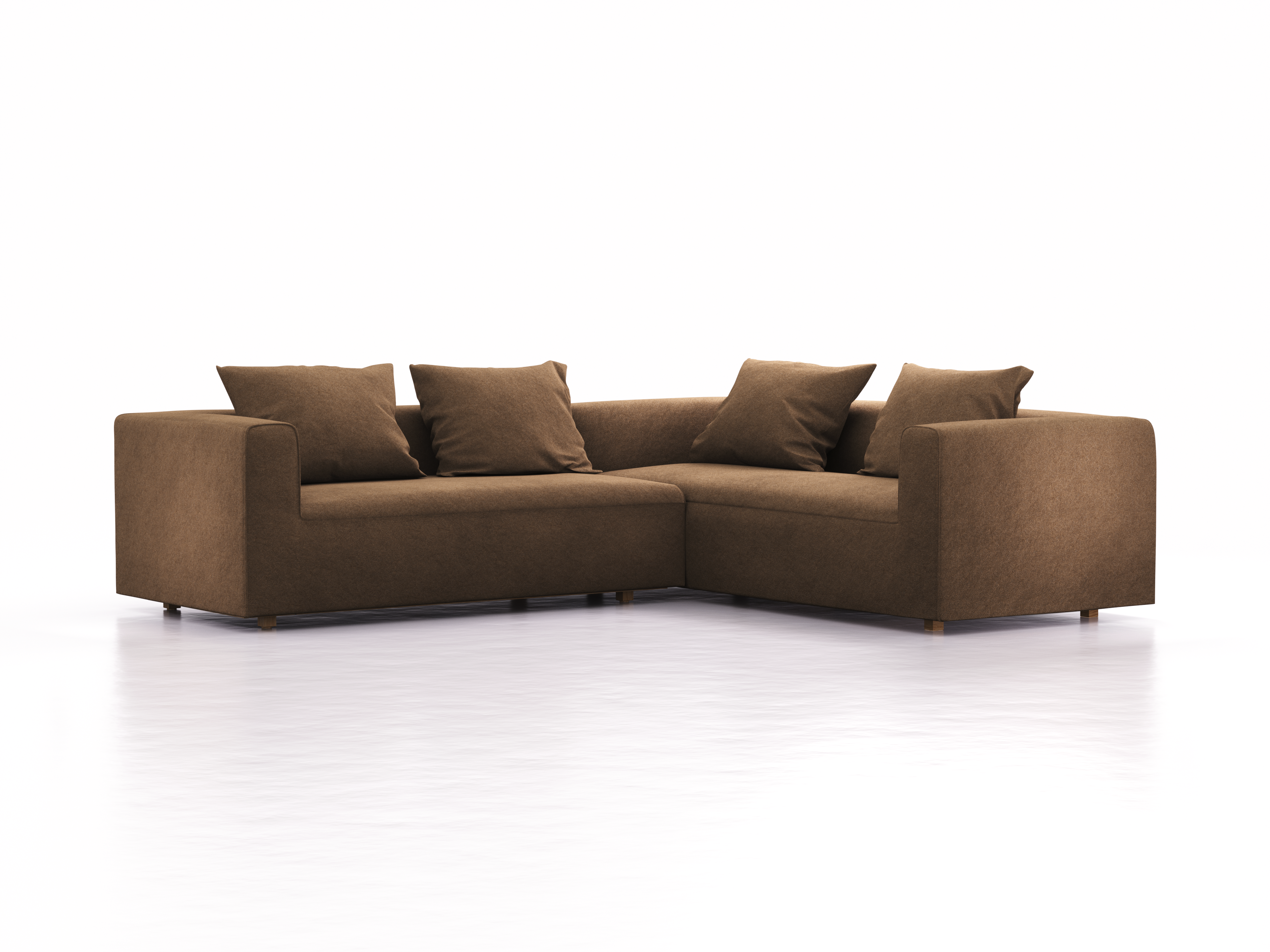 Ecksofa Sereno rechts, bodennah, B276xT235xH71 cm, Sitzhöhe 43 cm, inkl. 4 Kissen (70x55 cm), Eiche, Wollstoff Stavang Haselnuss