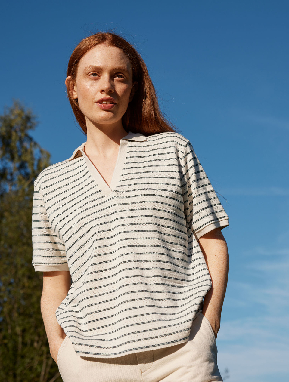 T-Shirt aus Leinen & Baumwolle