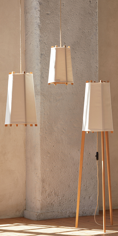Hängeleuchte und Stehleuchte Taya Pur  in Buche