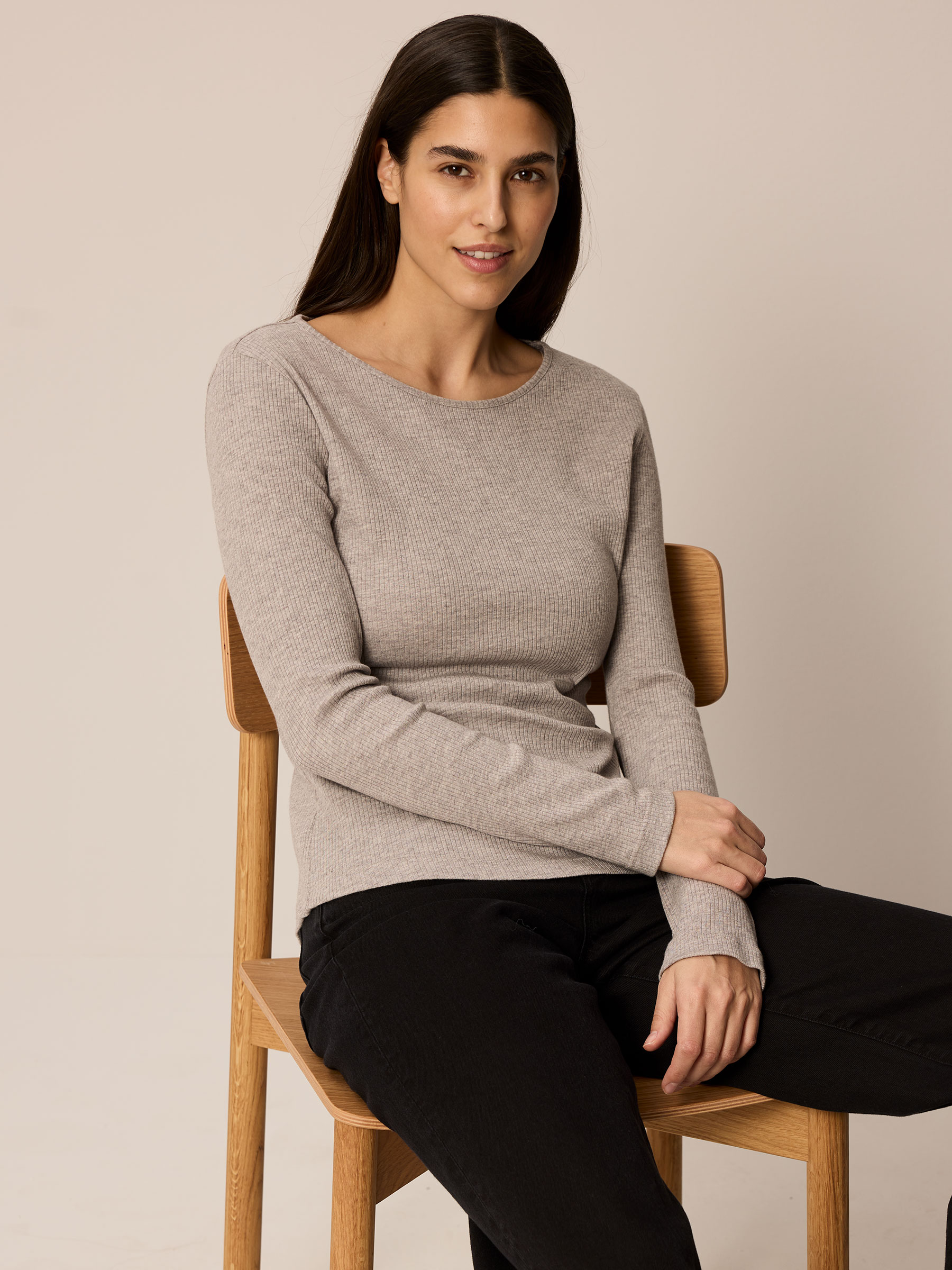 Langarmshirt aus Bio Baumwolle/Wolle