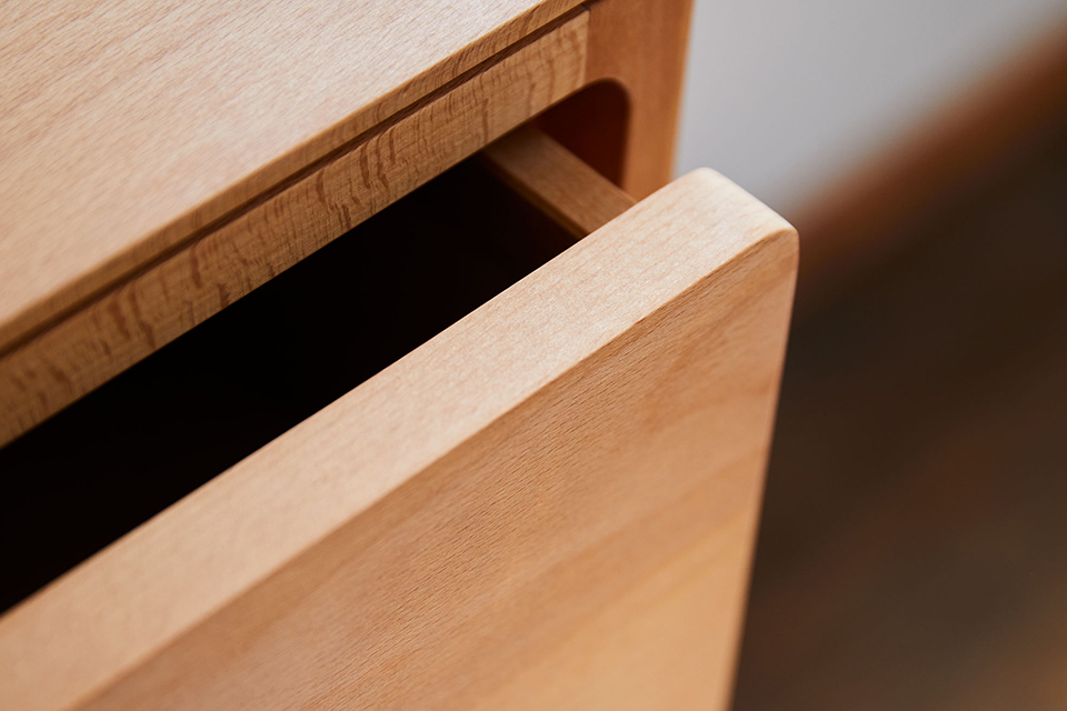 Detailansicht Lade in Buche