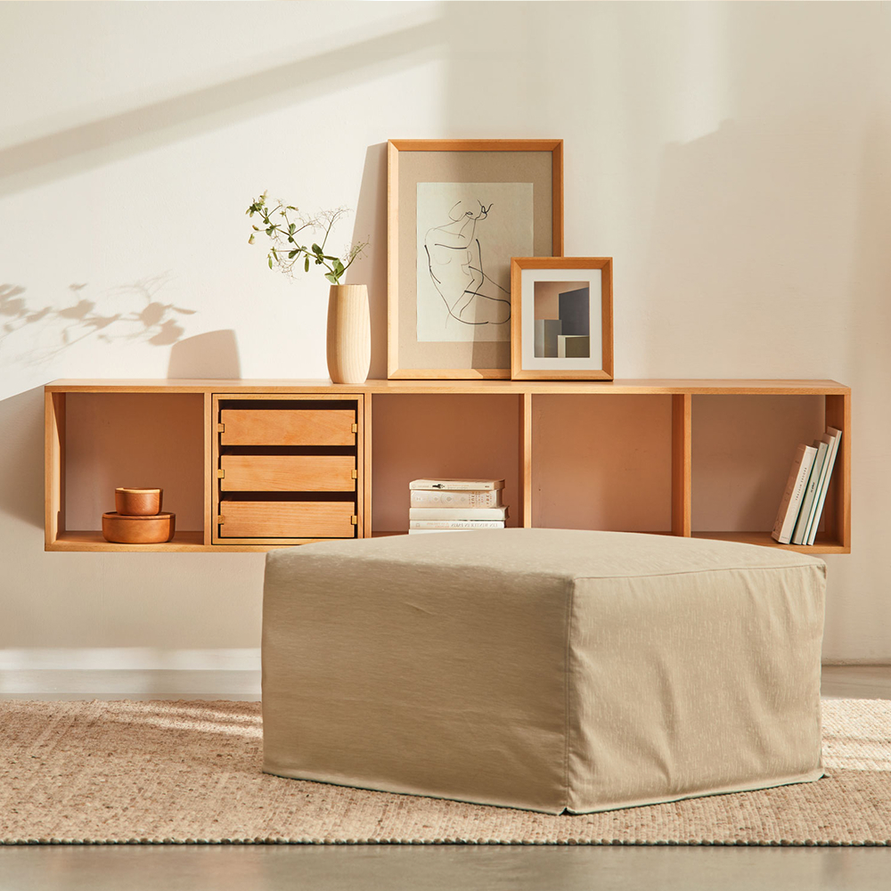 Hocker Tamu Pur aus Baumwollstoff