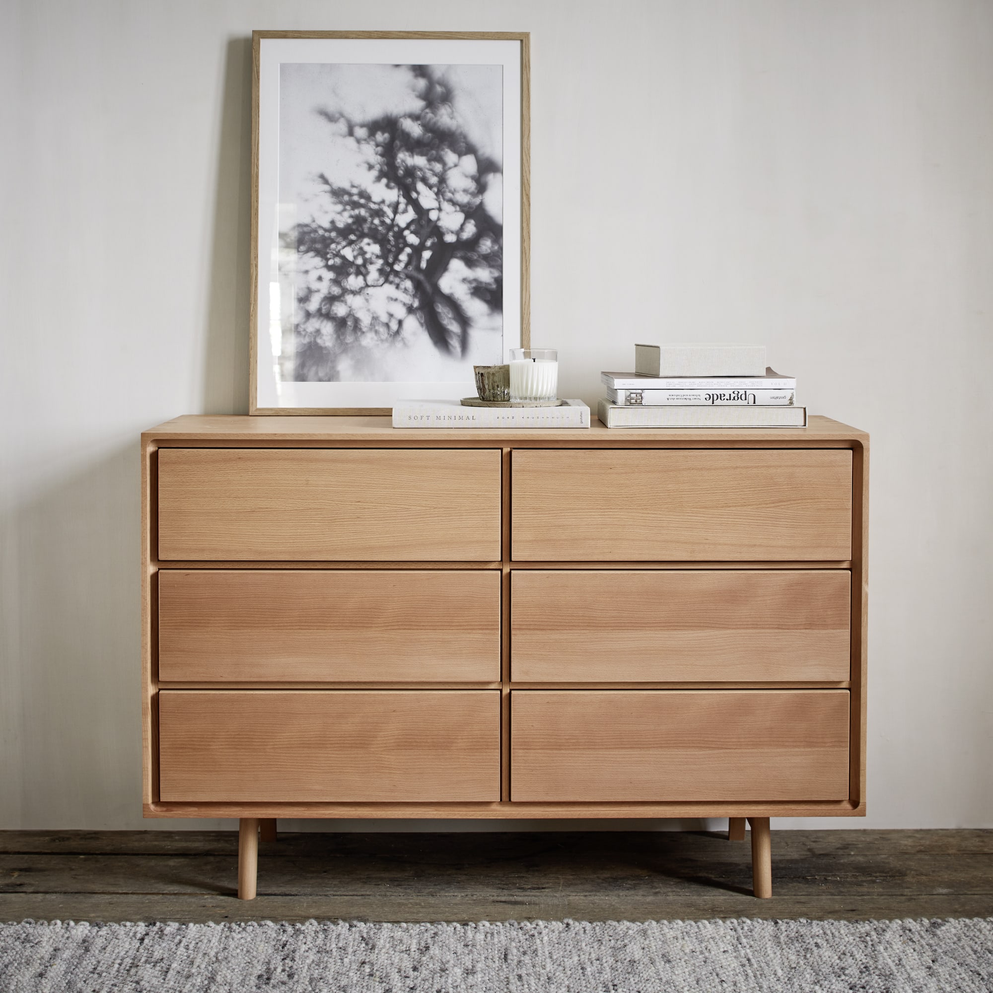 Sideboard Tesoro mit 6 Laden aus Massivholz