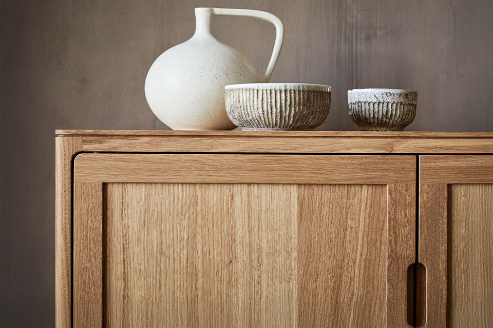 Detailansicht Sideboard in Eichenholz