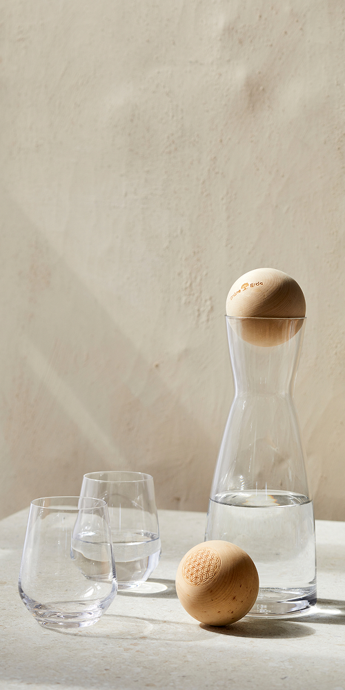 Glaskaraffe und Gläser