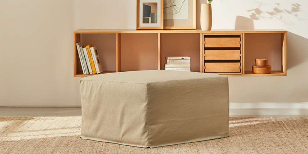 Hocker Tamu Pur aus Baumwollstoff