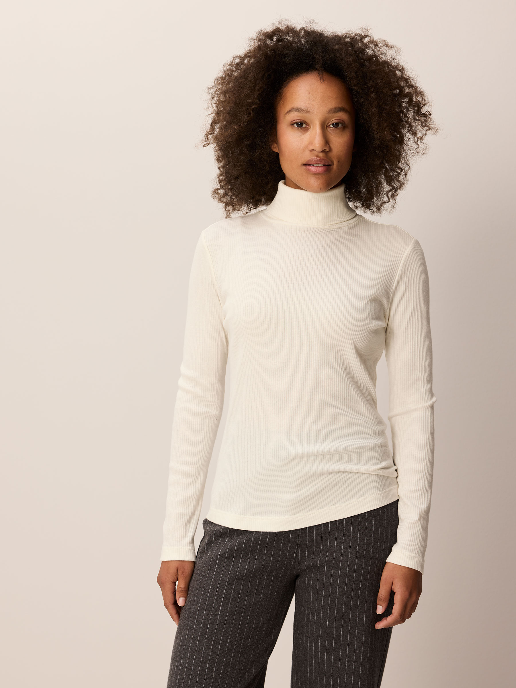 Rollkragenshirt aus Bio Baumwolle/Wolle
